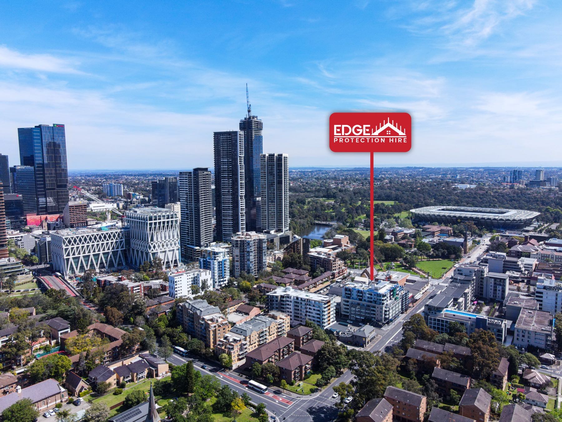 Edge protection install on a Parramatta rooftop